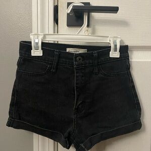 Abercrombie Kids High Rise Washed Black Denim Shorts - Size 12